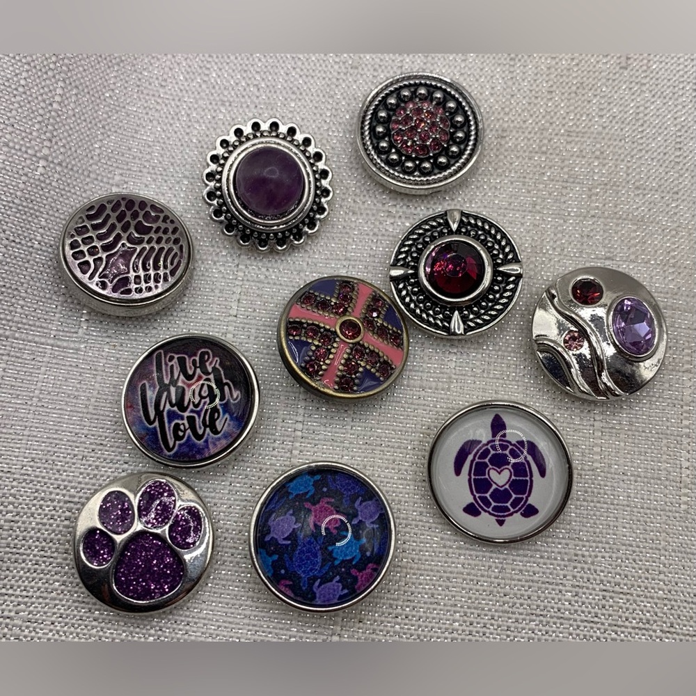 SALE - PURPLE BUNDLE - SET of 10 - Snap Button Charms - 18mm/20mm